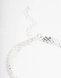 Silver Plated Round Stone Diagonal Tennis Bracelet