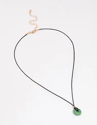 Gold Mini Ring Cord Pendant Necklace
