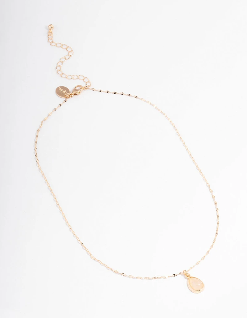 Gold Semi Precious Pear Necklace