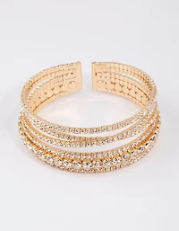 Gold Criss Cross Circle Cup Chain Bangle