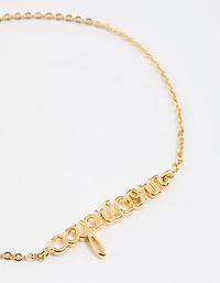 Gold Plated Capricorn Script Bracelet