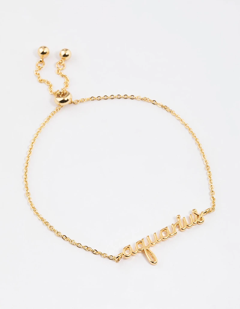 Gold Plated Aquarius Script Bracelet