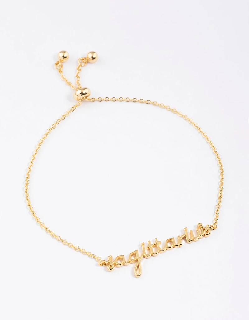 Gold Plated Sagittarius Script Bracelet
