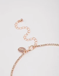 Rose Gold Rectangle Graduating Pendant Necklace & Earrings Set