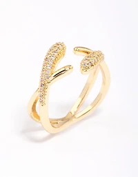 Gold Plated Pave Interlaced Ring