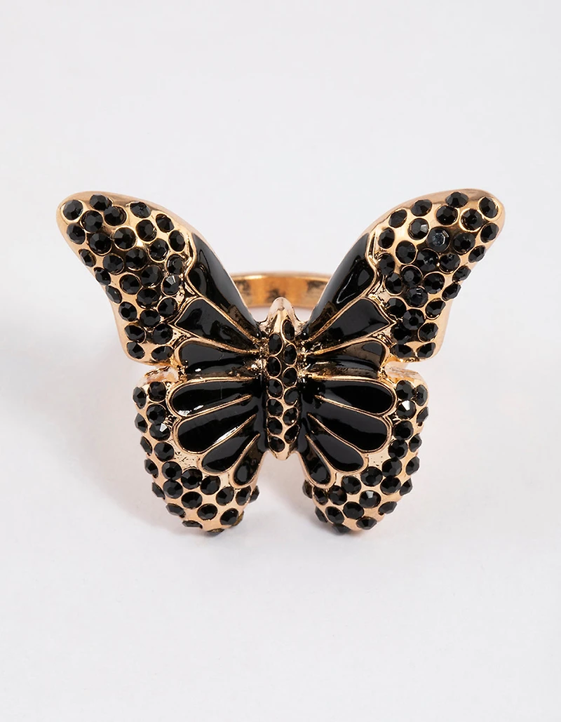 Anneau cocktail Black Grand Butterfly