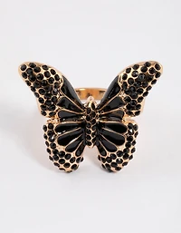 Anneau cocktail Black Grand Butterfly