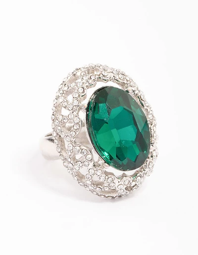 Anneau ovale opulent en argent
