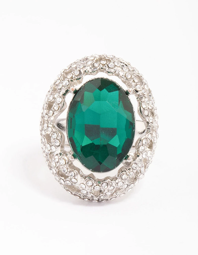 Anneau ovale opulent en argent