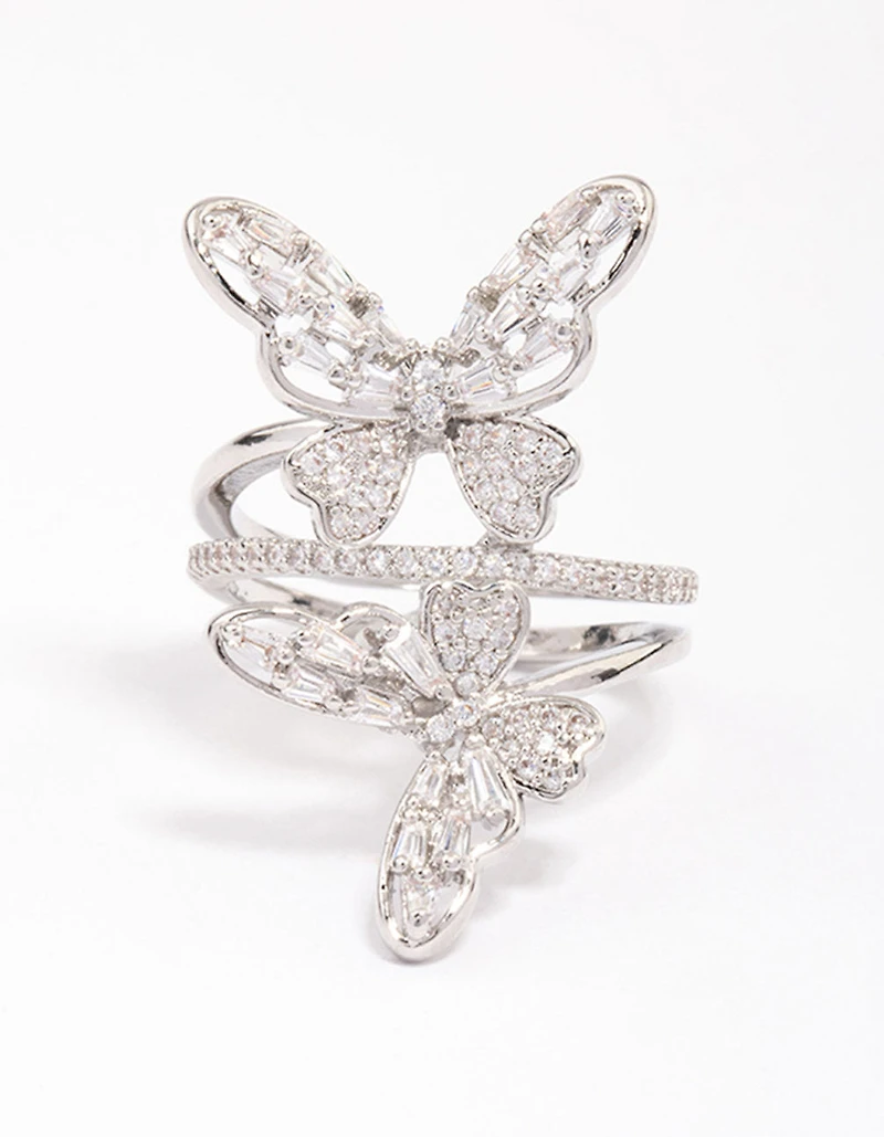 Silver Double Butterfly Ring