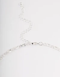 Silver Plated Cubic Zirconia Round & Baguette Tennis Necklace