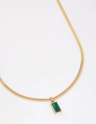 Gold Plated Classic Cubic Zirconia Baguette Necklace