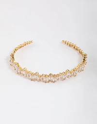 Gold Plated Cubic Zirconia Organic Baguette Wrist Cuff