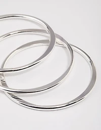 Silver Smooth Organic Bangle Pack