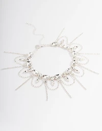 Collier ras-du-cou Silver Statement Diamante Tassel