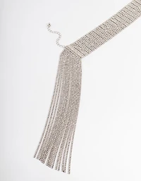 Silver Cup Chain Back Tassel Choker