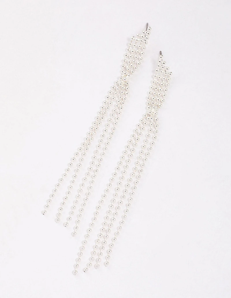 Silver Triple Row Twisted Drop Earrings