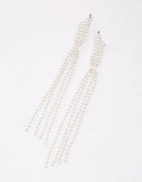 Silver Triple Row Twisted Drop Earrings