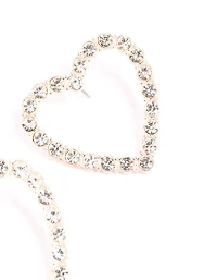 Rose Gold Large Diamante Heart Statement Earrings