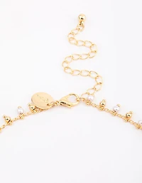 Gold Plated Beaded & Freshwater Pearl Drop Necklace