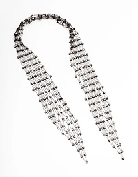 Black Mesh Stretch Diamante Scarf Necklace