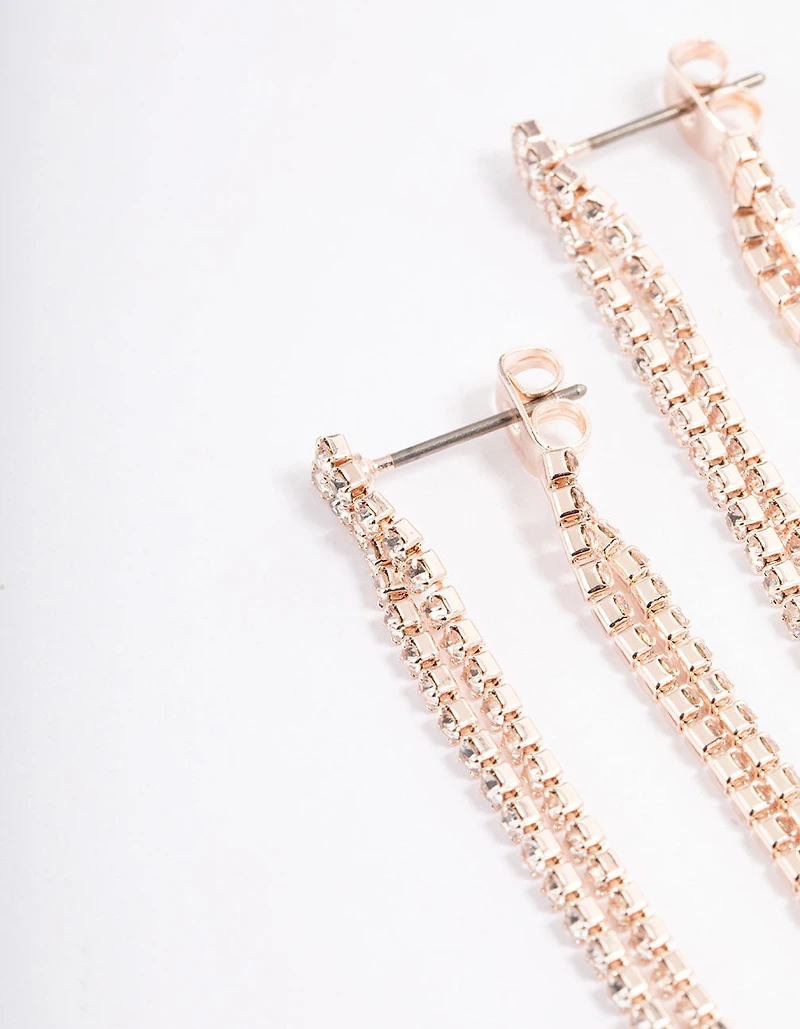 Rose Gold Mini Cup Chain Double Loop Earrings