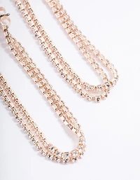 Rose Gold Mini Cup Chain Double Loop Earrings