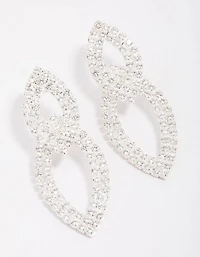 Silver Cubic Zirconia Double Layered Drop Earrings