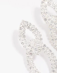 Silver Cubic Zirconia Double Layered Drop Earrings