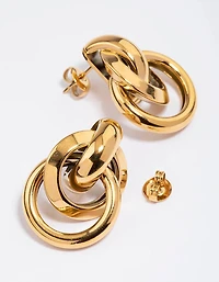 Waterproof Gold Plated Stainless Steel Knotted Link Drop Earrings