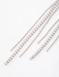 Silver  Cubic Zirconia Skinny Stranded Drop Earrings