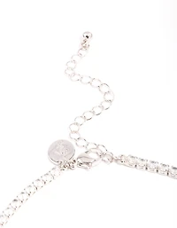 Silver Cubic Zirconia Cup Chain Teardrop Choker