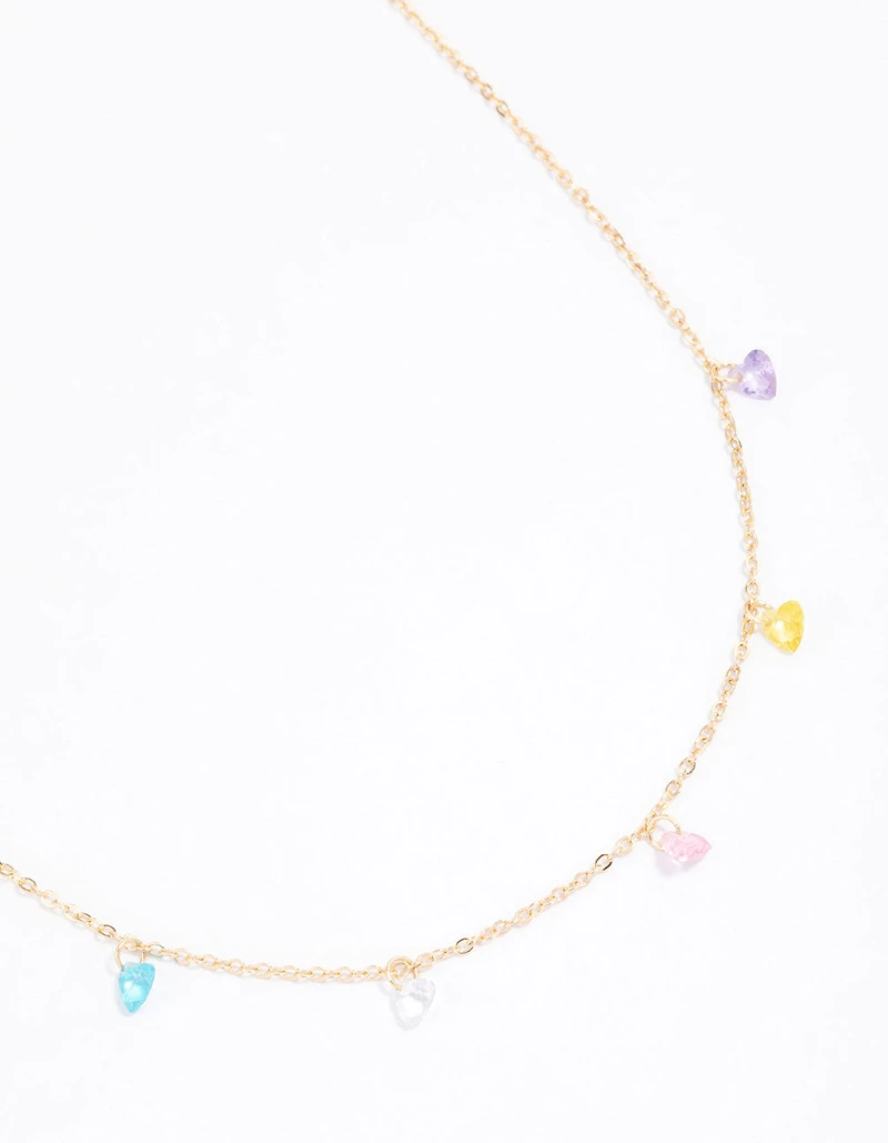 Gold Mixed Teardrop Stone Necklace