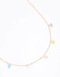 Gold Mixed Teardrop Stone Necklace