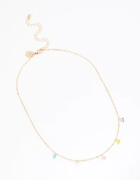 Gold Mixed Teardrop Stone Necklace