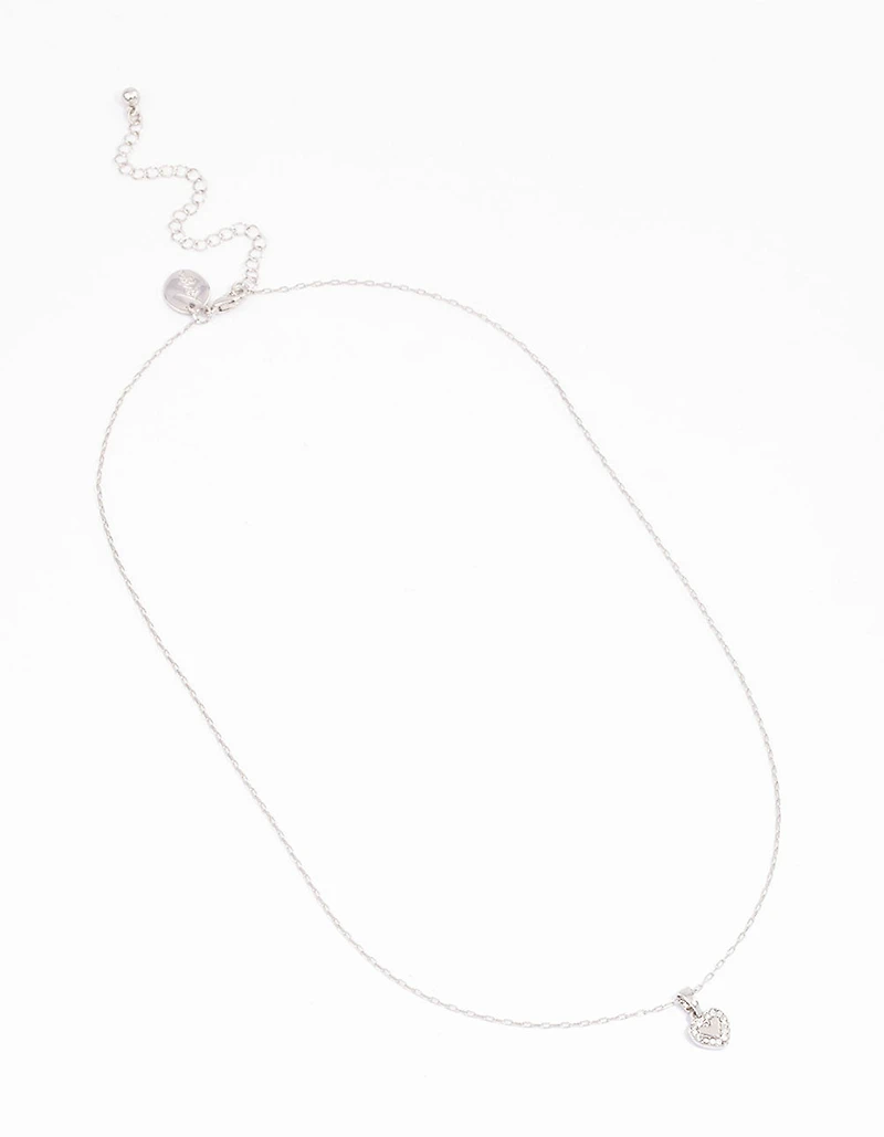 Silver Diamante Mini Heart Pendant Necklace
