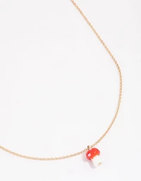 Gold Mini Mushroom Pendant Necklace