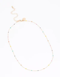 Gold Mini Ball Chain Mixed Bead Necklace