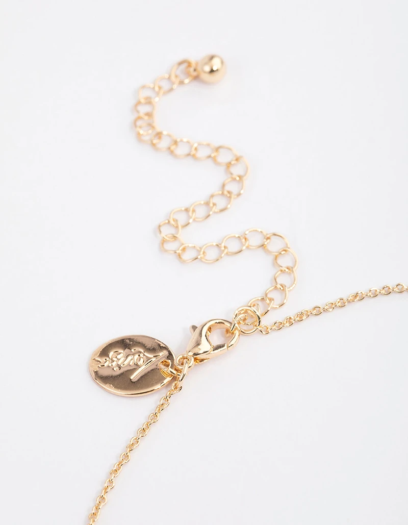 Gold Oval Star Pendant Necklace