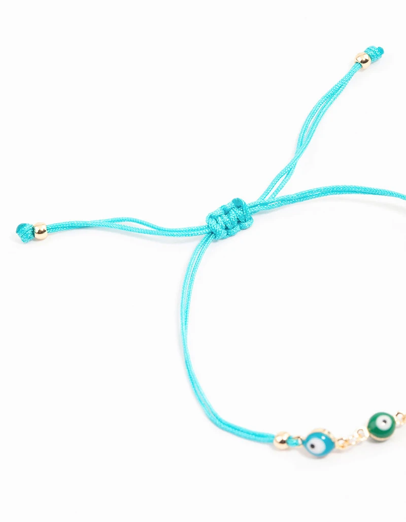 Gold Multi Evil Eye Chain Bracelet