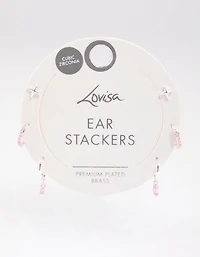 Silver Plated Brass  Barbie Baguette Huggie Earrings 6-Pack