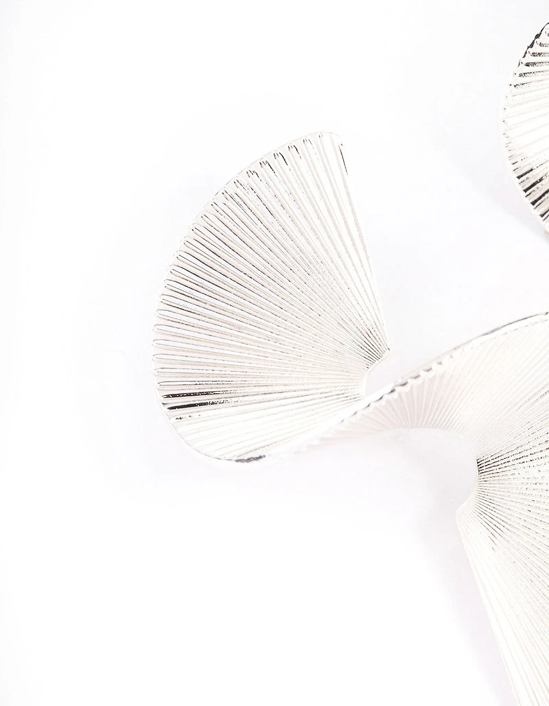 Silver Plated Brass Twisted Fan Earrings