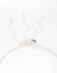Silver Plated Brass Trio Layered Molten Disc Necklace