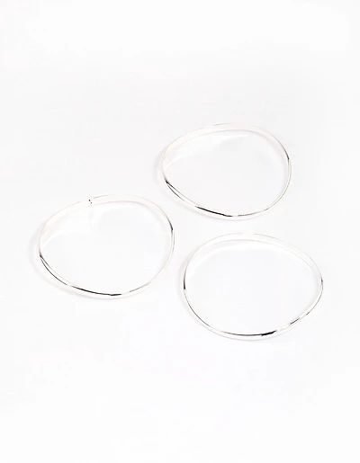 Silver Plated Brass Irregular Smooth Bracelet Pack
