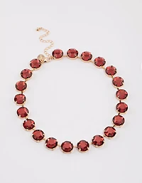 Gold Large Stone Short Necklace