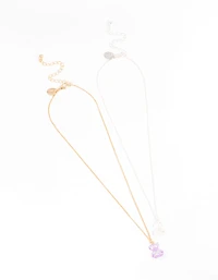 Pastel Teddy Bear Bestie Necklace Pack