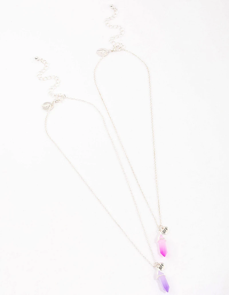 Silver Pink & Purple Crystal Necklace Pack