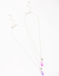 Silver Pink & Purple Crystal Necklace Pack