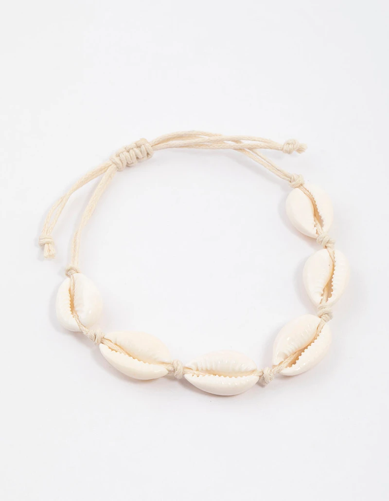 Neutral Cord Cowrie Shell Bracelet