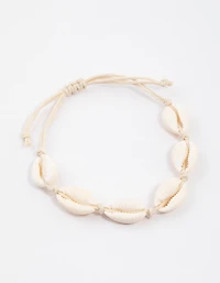 Neutral Cord Cowrie Shell Bracelet